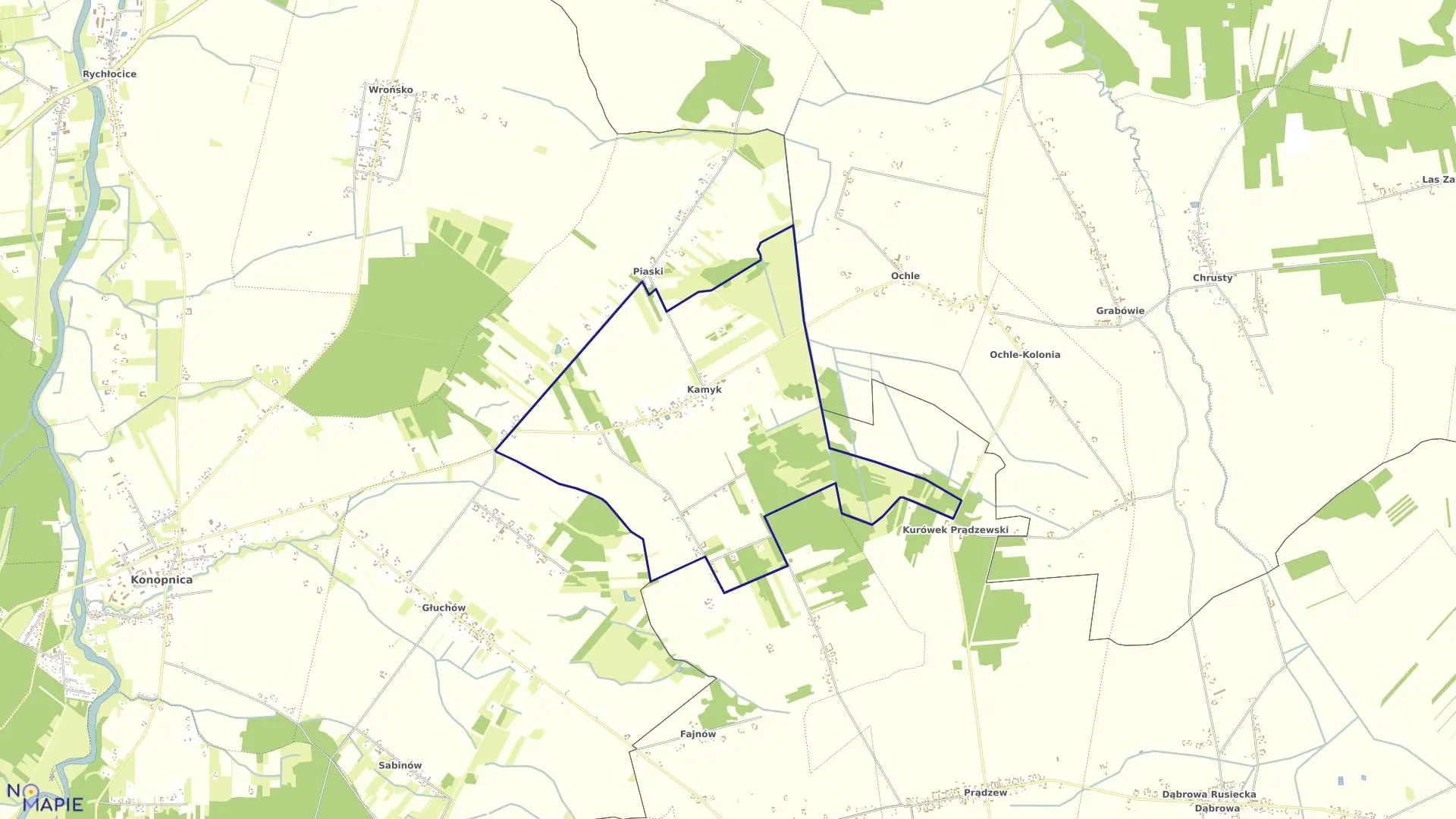 Mapa obrębu KAMYK w gminie Konopnica